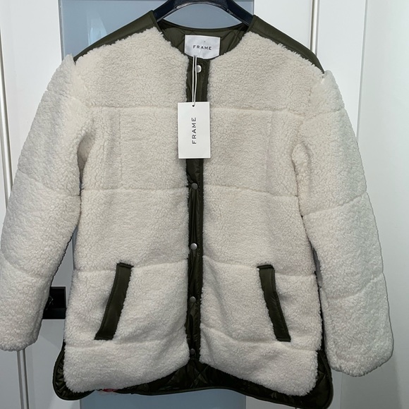 NWT💚 FRAME Oversized Quilted Army Liner Jacket. Size XS. Color:Multi - Picture 2 of 13